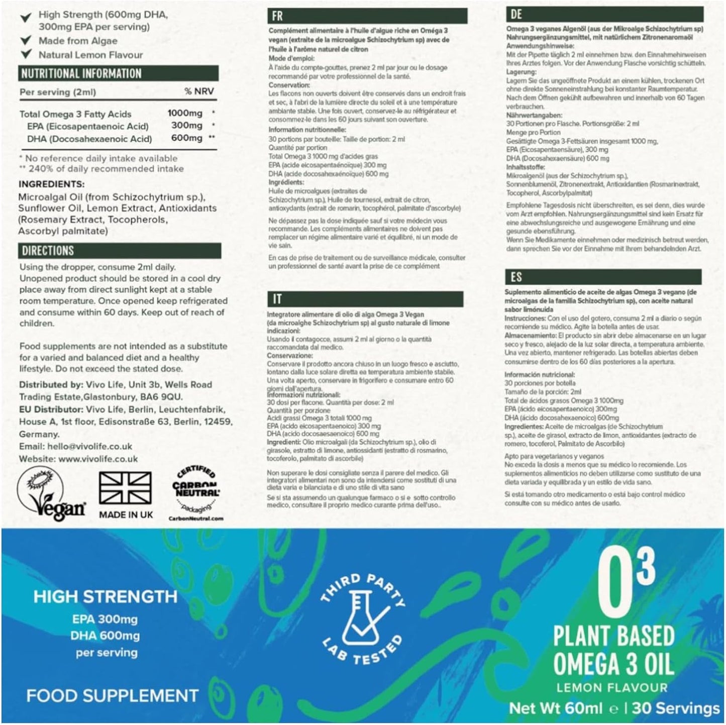 Pflanzliches Omega 3 60ml Öl